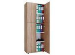 Flügeltürenschrank, aus Holz, 5 OH, Griffknöpfe, höhenverstellbare Fachböden, B 700 x T 400 x H 1780 mm, Sonoma Eiche
