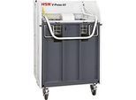 Ballenpresse HSM V-Press 60, manuell, 3 Umreifungen in Kreuzabbindung für Ballen bis 40 kg, mit Lenk- & Bockrollen