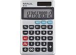 Taschenrechner MAUL M112, 12 Stellen, Tax, Solar- & Batteriebetrieb, B 70 x T 119 x H 10 mm, silber