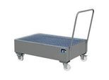 Stahl-Auffangwanne mit Rollen+Griff, 1200 x 800 mm, grau RAL 7005