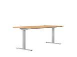Schreibtisch ERGO DRIVE ED 470, elektrisch höhenverstellbar, Rechteck, T-Fuss, B 1800 x T 800 x H 692-1147 mm, Buche/weissaluminium RAL 9006