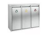 Wertstoff-Sortieranlage aus Edelstahl, 3 x 15 l
