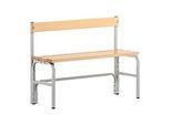 Umkleidebank, Stahlrohr/Holz, einfach, mit Rückenteil, L 1015 mm, lichtgrau