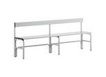 Umkleidebank, Edelstahlrohr/Alu, einfach mit Rückenteil, L 2000 mm, lichtgrau