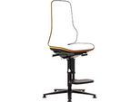 Arbeitsstuhl bimos NEON, Permanentkontakt, Grundmodell ohne Polsterelement, Gleiter + Aufstieg, Flexband orange