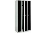 Raumspargarderobe, Abteilbreite 200 mm, abschliessbar, 4 Abteile, schwarz