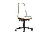 Arbeitsstuhl bimos NEON, Synchronmechanik, Grundmodell ohne Polsterelement, mit Rollen, Flexband orange