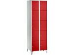 Wertfachschrank 300 mm, 2 Abteile, 10 Fächer, Sicherheitszylinderschloss, Fuss, feuerrot