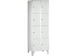 Wertfachschrank 300 mm, 2 Abteile, 8 Fächer, Sicherheitszylinderschloss, Fuss, lichtgrau