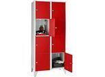 Wertfachschrank 400 mm, 2 Abteile, 8 Fächer, Sicherheitszylinderschloss, Fuss, feuerrot