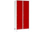 Wertfachschrank 400 mm, 2 Abteile, 6 Fächer, Sicherheitszylinderschloss, Fuss, feuerrot