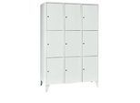Wertfachschrank 400 mm, 3 Abteile, 9 Fächer, Sicherheitszylinderschloss, Fuss, lichtgrau