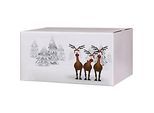 Versandkartons, mit Motiv „Rentiere im Schnee“, bis 30 kg, Aussenmasse 306 x 221 x 150 mm, Feinwellpappe, weiss-braun, 20 Stück