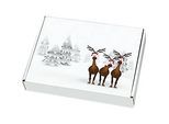 Maxibriefkartons, mit Motiv „Rentiere im Schnee“, portooptimiert, bis 20 kg, Aussenmasse 350 x 250 x 50 mm, Mikrowellpappe, weiss-braun, 20 Stück