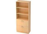 Schrank ULM, mit Hängeregistraturauszügen, 3 OH, H 2004 x B 800 x T 420 mm, Ahorn-Dekor