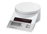 MAUL Briefwaage MAULtronic S, bis 2000 g, Display, Solarbetrieben, Abschaltautomatik, Ein-Tasten-Bedienung, Hold-Funktion, weiss
