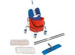 Komplett-Set Einfachfahreimer, verchromt, 25 L Eimer, Chromstiel, 10 Mopps