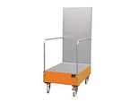 Fahrbare Auffangwanne mit Lochplattenwand, aus Stahl, Kapazität 2 x 200-Liter Fässer, orange lackiert