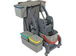 Reinigungswagen Sprintus CombiX PRO XL, 6 Eimer/67 l insg, Müllsackhalterung, Wanne, für Innen, grau