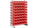 Ständerregal zweiseitig, B 1130 x T 700 x H 1885 mm, 90 x 7,5 l, rot