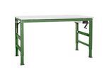 Arbeitstisch Ergo K, m. Kurbel, 1250 x 800 mm, Tischplatte Melamin, resedagrün