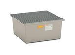 GFK-Auffangwanne 220/1 CEMO, 210 l Auffangvolumen, B 850 x T x 850 x H 400 mm, mit verzinktem Gitterrost