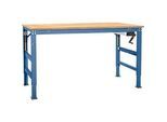 Arbeitstisch Ergo K, m. Kurbel, 1500 x 800 mm, Tischplatte Multiplex, brillantblau