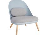 Lounge Sessel, 4-Fuss, B 700 x T 655 x H 755 mm, gepolstert, Sitzschale blaugrau