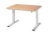 Werktisch Serie adlatus 300, Buche-Massiv-Platte, B 1250 x T 800 x H 720 - 1120 mm