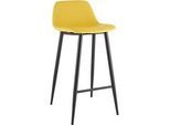 Barhocker, 2er-Set, B 500 x T 450 x H 950 mm, Fussstütze, gepolstert, schwarz, Stoffbezug safran