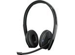 Bluetooth Headset EPOS | Sennheiser ADAPT 260, binaural, UC-optimiert, zertifiziert für Microsoft Teams®, bis 25 m, bis 27 h, mit USB-Dongle, schwarz