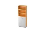 Regalschrank 6 OH, 3 OH geschlossen, B 800 x T 420 mm, Buche-Dekor/silber