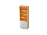 Regalschrank 6 OH, 2 OH geschlossen, B 800 x T 420 mm, Buche/silber