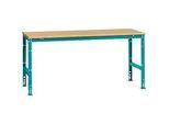Manuflex Arbeitstisch UNIVERSAL Standard, 2000 x 1000 mm, Multiplex natur, wasserblau