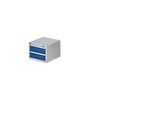 Schubladenunterbau für modulare Werkbank, Typ 2, 2 Schübe, weissaluminium RAL 9006/enzianblau RAL 5010