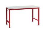 Manuflex Grundtisch UNIVERSAL Spezial, 1500 x 1000 mm, Kunststoff lichtgrau, rubinrot