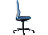 Arbeitsstuhl bimos NEON, Permanentkontakt, Grundmodell ohne Polsterelement, mit Rollen, Flexband blau