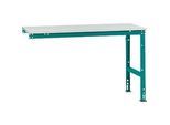 Manuflex Ansatztisch UNIVERSAL Standard, 1500 x 800 mm, Melamin lichtgrau, wasserblau