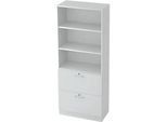 Hängeregistraturschrank JENA, 5 OH, B 800 mm, 2 Schubladen, abschliessbar, lichtgrau