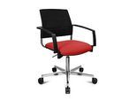 Schäfer Shop Genius Besucherstuhl SSI Proline Visit S3+, Netzrückenlehne, Universalrollen, rot/schwarz