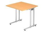 Schreibtisch JENA, C-Fuss, Rechteck, B 800 x T 800 x H 720 mm, Gestell alusilber, Buche-Dekor