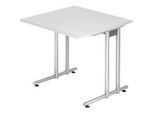 Schreibtisch JENA, C-Fuss, Rechteck, B 800 x T 800 x H 720 mm, Gestell alusilber, lichtgrau