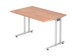Schreibtisch JENA, C-Fuss, Rechteck, B 1200 x T 800 x H 720 mm, Gestell alusilber, Nussbaum-Dekor