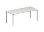 Schäfer Shop Genius Konferenztisch MODENA FLEX, Rechteck, 4-Fuss Rundrohr, B 1800 x T 800 x H 720-840 mm, lichtgrau/weissaluminium RAL 9006