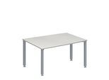 Schäfer Shop Genius Konferenztisch MODENA FLEX, Tonne, 4-Fuss Quadratrohr, B 1400 x T 1000/800 x H 720-840 mm, lichtgrau/weissaluminium RAL 9006