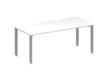 Schäfer Shop Genius Konferenztisch MODENA FLEX, Rechteck, 4-Fuss Quadratrohr, B 1800 x T 800 x H 720-840 mm, weiss/weissaluminium RAL 9006