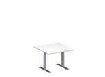 Schäfer Shop Genius Besprechungstisch MODENA FLEX, Quadrat, T-Fuss Rechteckrohr, B 1000 x T 1000 x H 650-850 mm, weiss/weissaluminium RAL 9006