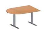 Schäfer Shop Genius Konferenztisch MODENA FLEX, Halbkreis, T-Fuss Rechteckrohr, B 1400 x T 1000 x H 650-850 mm, Buche/weissaluminium RAL 9006