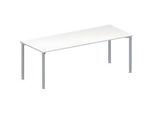 Schäfer Shop Genius Konferenztisch MODENA FLEX, Rechteck, 4-Fuss Rundrohr, B 2000 x T 800 x H 720-840 mm, weiss/weissaluminium RAL 9006