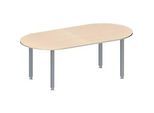 Schäfer Shop Genius Konferenztisch MODENA FLEX, Oval, 4-Fuss Quadratrohr, B 2000 x T 1000 x H 720-840 mm, Ahorn/weissaluminium RAL 9006